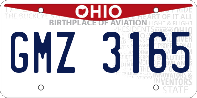 OH license plate GMZ3165