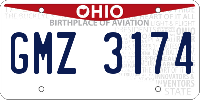 OH license plate GMZ3174