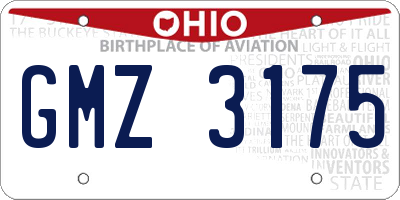 OH license plate GMZ3175