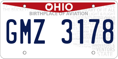 OH license plate GMZ3178