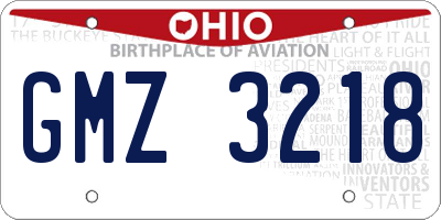 OH license plate GMZ3218