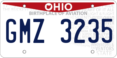 OH license plate GMZ3235