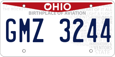 OH license plate GMZ3244