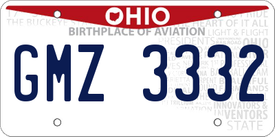 OH license plate GMZ3332