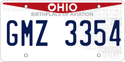 OH license plate GMZ3354