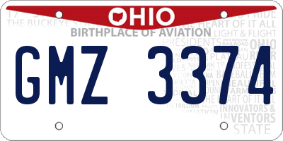 OH license plate GMZ3374