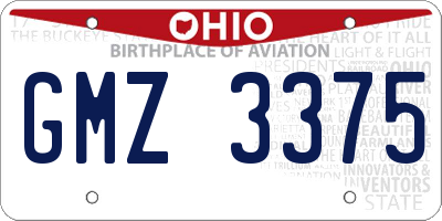 OH license plate GMZ3375