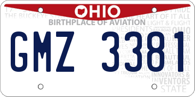 OH license plate GMZ3381