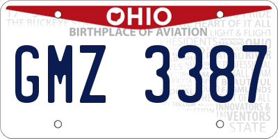 OH license plate GMZ3387