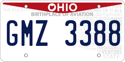 OH license plate GMZ3388