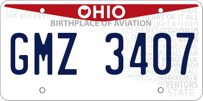 OH license plate GMZ3407