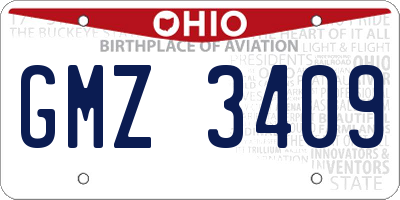 OH license plate GMZ3409