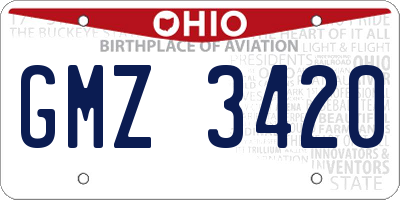 OH license plate GMZ3420