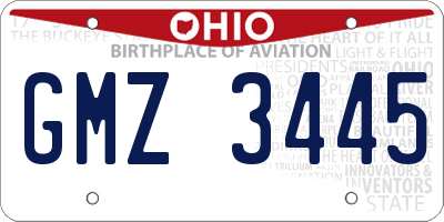 OH license plate GMZ3445