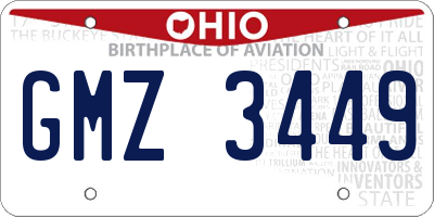OH license plate GMZ3449