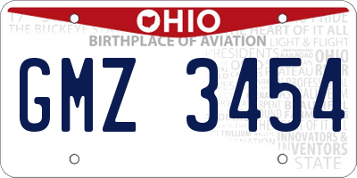 OH license plate GMZ3454