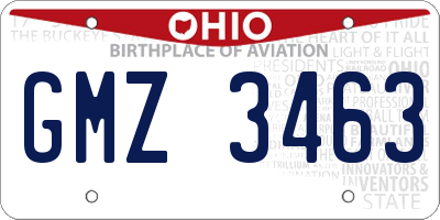 OH license plate GMZ3463