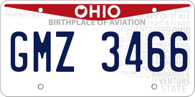 OH license plate GMZ3466