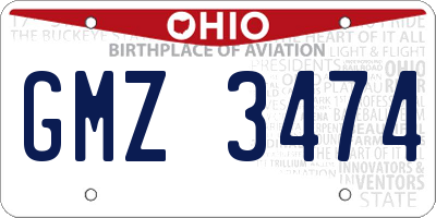OH license plate GMZ3474