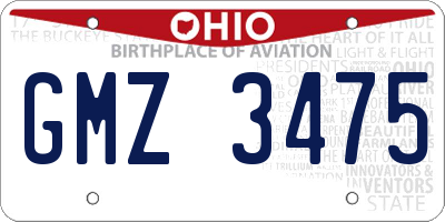 OH license plate GMZ3475