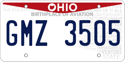 OH license plate GMZ3505