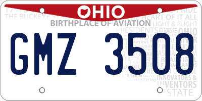 OH license plate GMZ3508