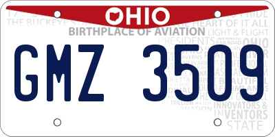 OH license plate GMZ3509