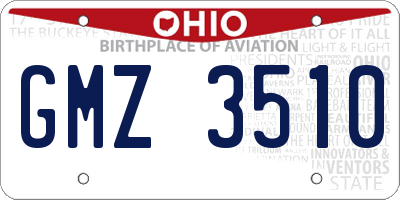 OH license plate GMZ3510