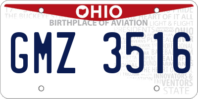 OH license plate GMZ3516