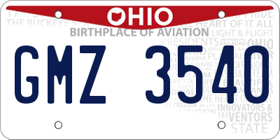 OH license plate GMZ3540