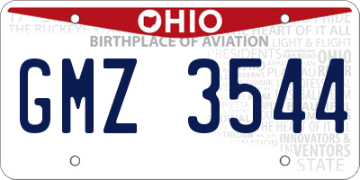 OH license plate GMZ3544