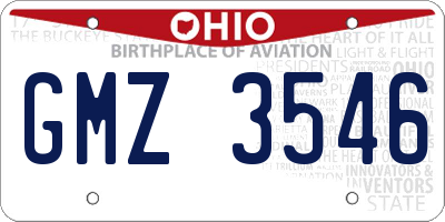OH license plate GMZ3546