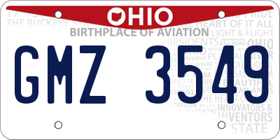 OH license plate GMZ3549