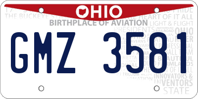 OH license plate GMZ3581