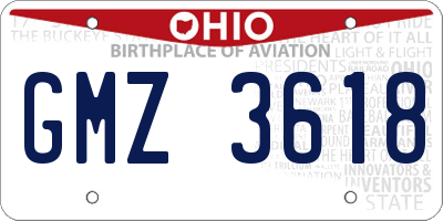 OH license plate GMZ3618