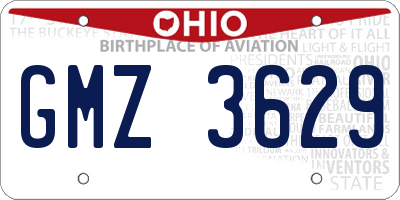 OH license plate GMZ3629
