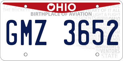 OH license plate GMZ3652