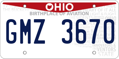 OH license plate GMZ3670