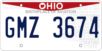 OH license plate GMZ3674