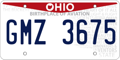 OH license plate GMZ3675