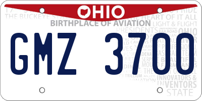 OH license plate GMZ3700