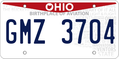 OH license plate GMZ3704