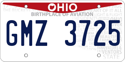 OH license plate GMZ3725