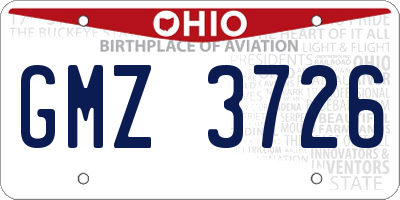OH license plate GMZ3726
