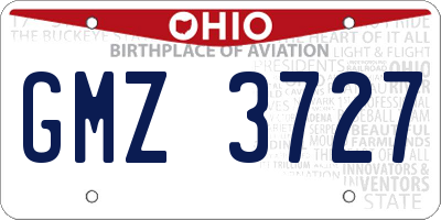 OH license plate GMZ3727