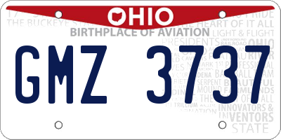 OH license plate GMZ3737