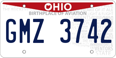 OH license plate GMZ3742