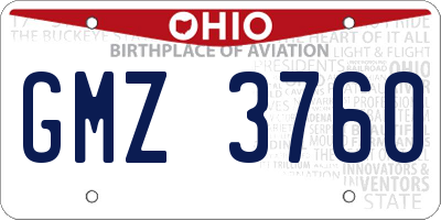 OH license plate GMZ3760