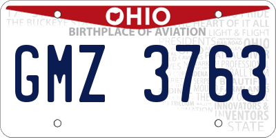 OH license plate GMZ3763