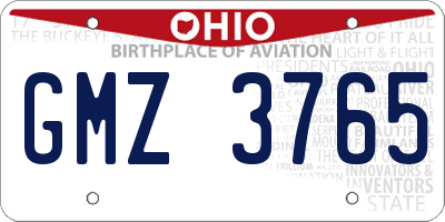 OH license plate GMZ3765